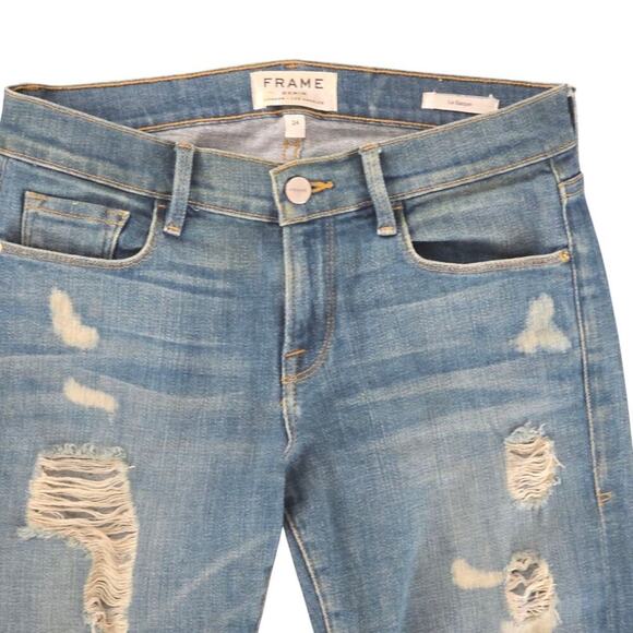 Frame Denim Le Garçon Distressed Jeans Size 24 - Picture 5 of 11